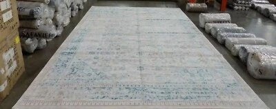 Alfombra manchada TURQUESA/MARFIL 10' X 14' precio reducido 1172575609 PAS405B-10 Foto 1 de 4