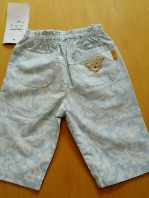 Nuevo con etiquetas Pantalón Floral Bebé Steiff Azul/Blanco con Cabeza de Oso Steiff en el Bolsillo  Foto 1 de 4