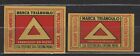 MATCHBOX LABELS CHINA- Triangle x2 different, Cheong Ming Match, export -**mint