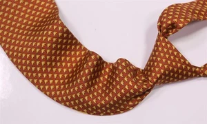 Salvatore Ferragamo Brown Twitter Bird Print Design Silk Necktie Tie - Picture 1 of 6
