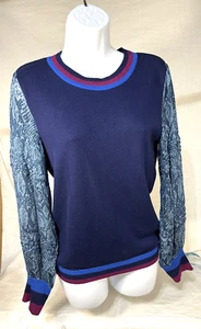 Neu Anthropologie Bedingungen gelten Gr. XS Celina marineblau Strickpullover Tierdruck - Bild 1 von 16