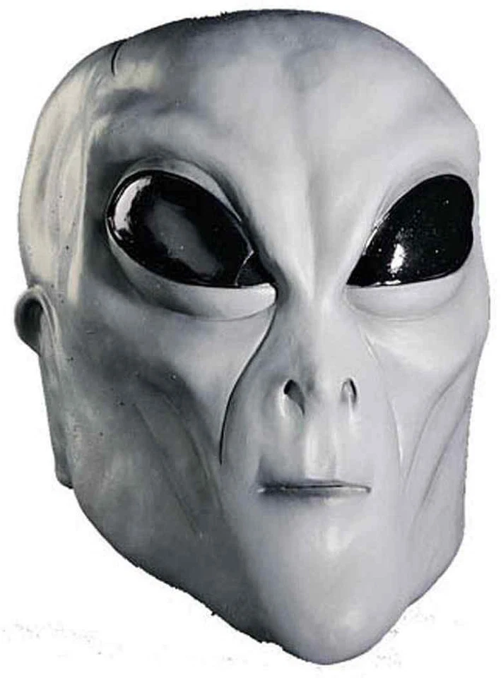 Grey Alien Mask Outer Space Scary Fancy Dress Halloween Adult Costume Accessory - Image 1 of 1