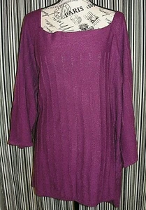 Avenue Women's Plus 26/28W New Purple Plum Sweater Collection 3/4 Sleeve Tag - Picture 1 of 8