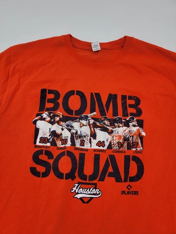 Houston Astros MLB Men Bomb Squad T-Shirt Orange MED Yordan Alvarez Altuve Breg Cover