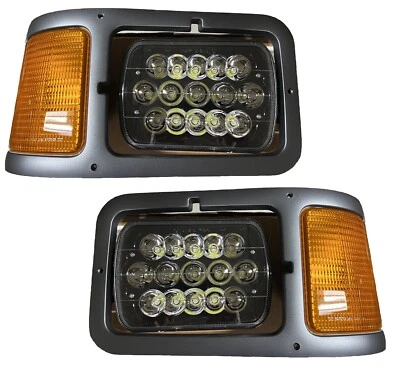 FORD F650 F750 2000-2015 BLACK LED HEADLIGHTS BEZEL HEAD LIGHTS TURN SIGNAL 4PC - Image 1 of 3