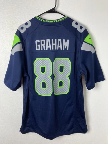 Nike Seattle Seahawks Jimmy Graham #88 Men's M Blue Football Jersey EUC Cover