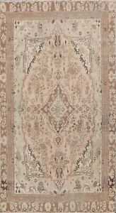 Muted Semi Antique Geometric Tribal Area Rug Hand-Knotted Distressed Carpet 6x9