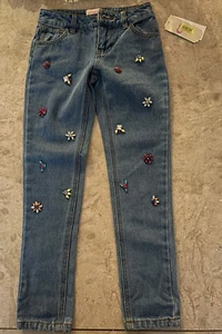 NWT $49 GB GIRLS Jeans Bling Fancy Rhonestone Embellished Size 7 - Picture 1 of 5