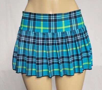 Falda MICRO MINI Spandex Plisada a Cuadros (Turquesa) Foto 1 de 4