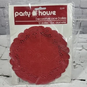 Vintage Party House Decorative Lace Doilies Red Floral Ornate Pack Of 12 NOS NIP - Picture 1 of 5