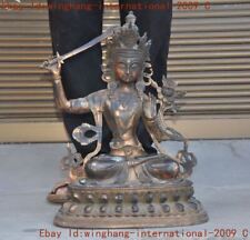old Tibet bronze Gilt Hold sword Manjushri tara Kwan-Yin GuanYin Buddha statue