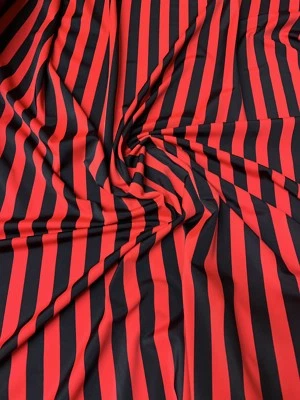 Stripe Red/black Nylon Span 4way 58/60” Sold By The YD. From Los Angeles CA USA. - Image 1 of 4