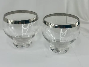 Set of 2 Vintage Silver Banded MCM Colony Glass Liner Desert Bowls - Picture 1 of 5