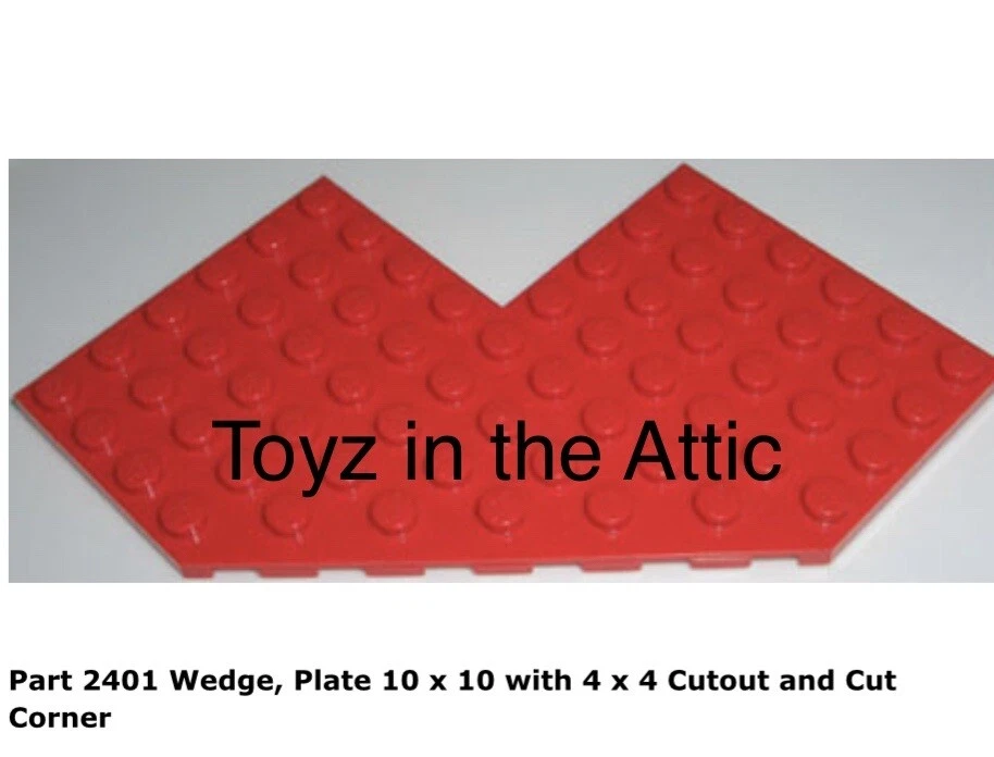 Lego 1x 2401 Red Wedge, Plate 10 x 10 with 4 x 4 Cutout and Cut Out Spyrius 6939 - Image 1 of 1