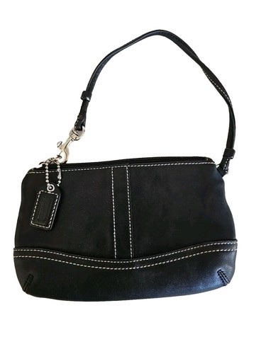 Polsino Coach in pelle nero con logo da viaggio punto largo