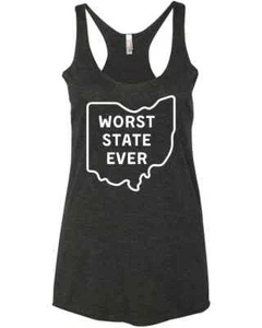 Worst State Ever Ohio Sucks Michigan Sports Fan Racer Tank Top - Picture 1 of 5