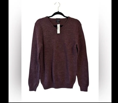 J. Suéter Crew 100 % lana merino tejido con coderas de cuero nuevo con etiquetas pequeño calce ajustado Foto 1 de 4