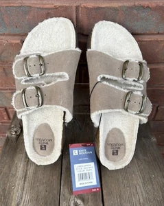NEW White Mountain Women’s Luxury Fur-lined Sandals Sz 10 Slip On Taupe Tan Soft - Picture 1 of 3