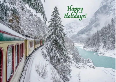 Christmas cards train travel scenic railroad theme  10  boxed with envelopes GX5 - Image 1 of 2