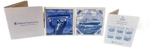 (LOT OF 4) Ceramic Tiles Holland America Line Vintage Coasters Lady w/Hat & Ship - Picture 1 of 3