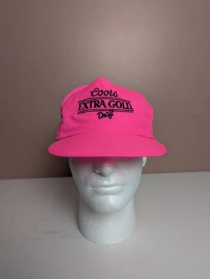 De colección Coors Extra Dorado Cerveza Camionero Sombrero Ajustable Snapback Gorra Rosa Neón Años 90 Foto 1 de 4