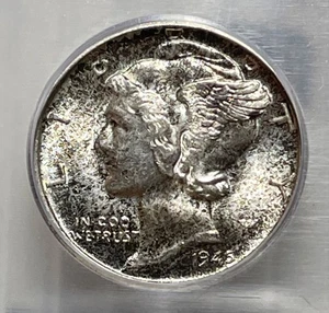 Moneda de diez centavos Mercury 1945-D ICG MS65 - tono como nueva - Imagen 1 de 4