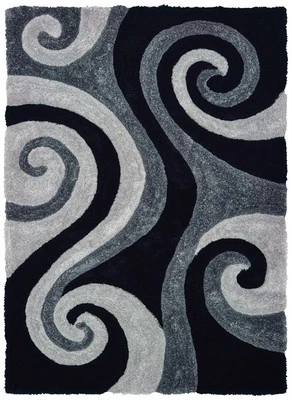 2x3 United Weavers Black Circles Wavy Door Mat 2100 21570 - Aprx 1' 10" x 3' - Image 1 of 2