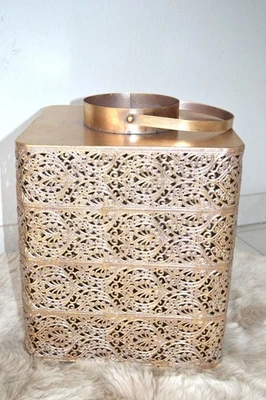 Lanterna XXL luce a vento stile orientale 40 cm metallo portacandele vetro candela - Immagine 1 di 4