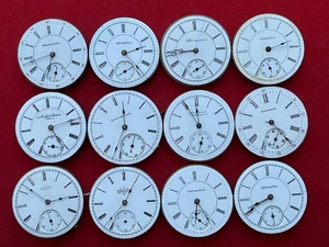 Lot of 12 pocket watch movements 6s - Picture 1 of 7