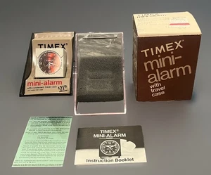 VTG Timex Mini Alarm Clock Watch Box Manual Case Winds & New Battery for Alarm - Picture 1 of 12