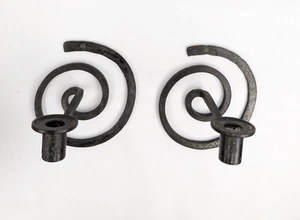 Applique da parete vintage in ferro forgiato spirale nero ornato scandinavo - Foto 1 di 15
