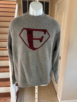 Suéter de Lana FCUK Cuello Redondo Gris Acanalado Cuello y Puños "F" Superman Logo M Foto 1 de 3