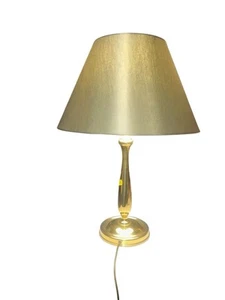 Vintage 56 Cms Tall Brass Table Lamp With Green Shade - Picture 1 of 5
