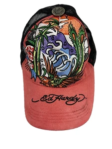 Vintage Ed Hardy Hat Bird Wave SnapBack Bling Y2K Japanese Tattoo Embroidered - Picture 1 of 5