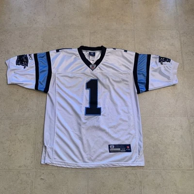 Camiseta deportiva Cam Newton Carolina Panthers blanca Reebok para hombre talla 48   Foto 1 de 4