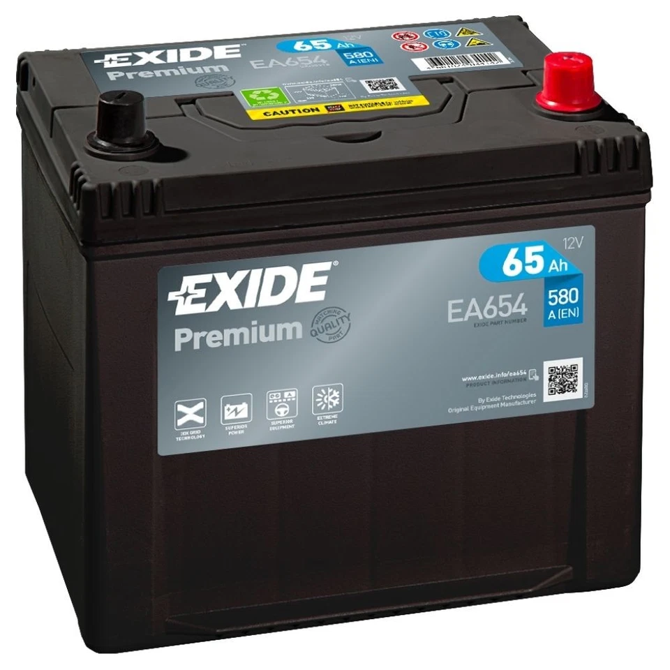 Exide EA654 Premium 65Ah Autobatterie 12V B0 Batterie Starterbatterie EA 654 KFZ - Bild 1 von 3
