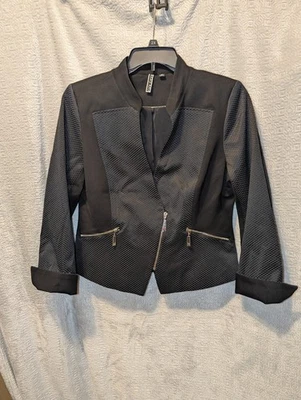 Mary Kay Executive 黑色纹理摩托车骑行外套夹克尺寸 12P 拉链 — 第 1/4 张图片