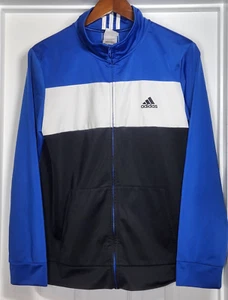 Adidas Track Jacket Youth XL (18-20) Full Zip Long Sleeve Colorblock Blue Black - Picture 1 of 10