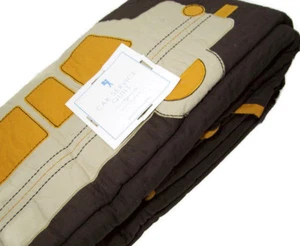 Edredón doble Pottery Barn Kids varios colores marrón espresso coches de servicio coche 1 farsa - Imagen 1 de 4