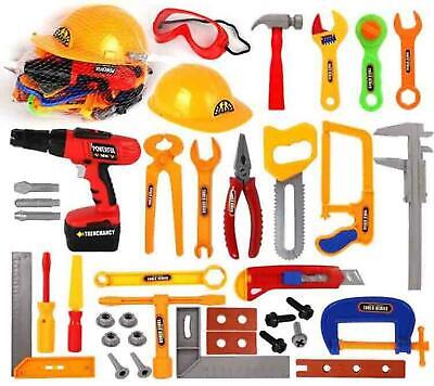 Kids Pretend Play Toy 37pcs Set Hammer Screw Driver Repair Tools With Drill • 11.98£