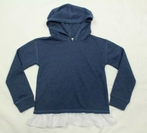 Kids Blue Hoodie Sweatshirt Chiffon Ruffle Size 6 - Picture 1 of 3