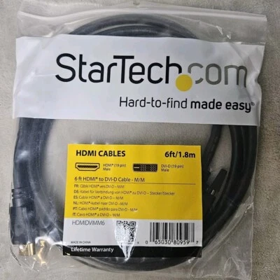 StarTech 6ft HDMI to DVI-D Cable - M/M (HDMIDVIMM6) Male / Male Cable / Adapter - Image 1 of 3