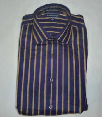NWT Paul Fredrick dress shirt Navy/Tan sz M 100% Cotton - Image 1 of 4