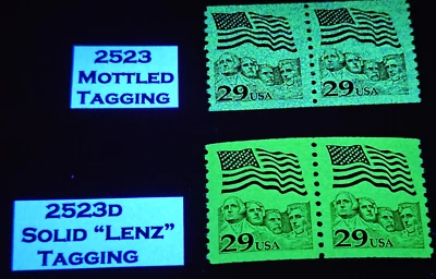 Pairs Scott #2523, 2523d Solid "Lenz" Tagging, 29c Flag over Rushmore, Mint, NH, - Image 1 of 2