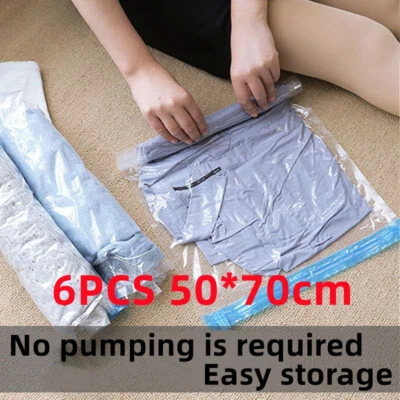 Roll Up Compression Vacuum Storage Bags Travel Home Luggage Space Saver 50*70cm - Image 1 of 4