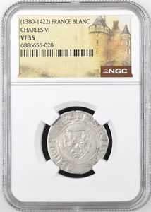 Charles VI France Silver Blanc Guenar 1380-1422 NGC VF35 Saint Joan of Arc Era - Picture 1 of 2