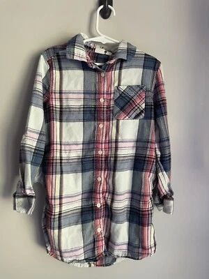 Vestido informal Gap niños niñas 6-7 pequeño franela granja azul marino rosa crema Foto 1 de 2