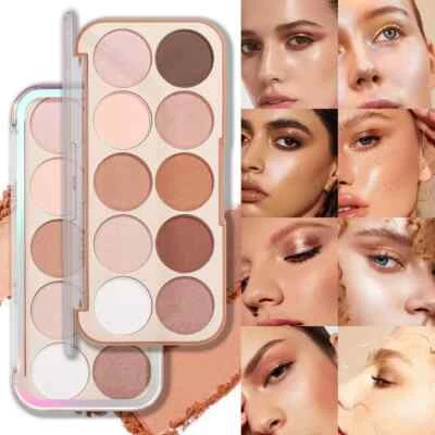 10 Colors Nude Highlighter Contour Palette Makeup Bronzer Powder Highgloss Palet - Image 1 of 4