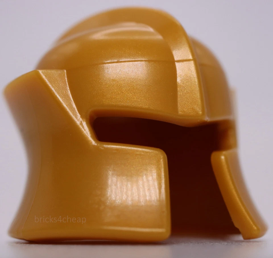 Lego Castillo Perla Oro Minifigura Casco Castillo Protección de mejillas en ángulo Foto 1 de 1