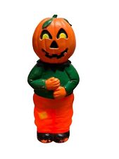 VTG Don Featherstone LIGHT UP Blow Mold Halloween Pumpkin Head Scarecrow Union 